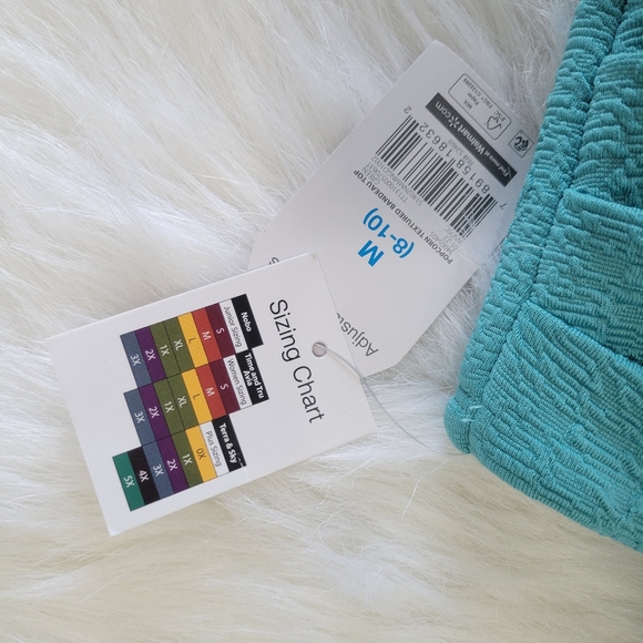 Time and Tru Popcorn Texture Aqua Bandeau Knot Top M 8-10 NWT Adjustable Straps - Picture 11 of 12